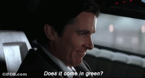 Man In Suit Asking Does It Come In Green GIF