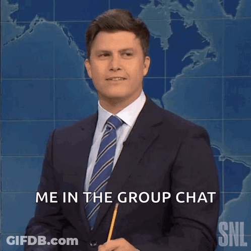 Man In Suit Asking To Leave Group Chat GIF