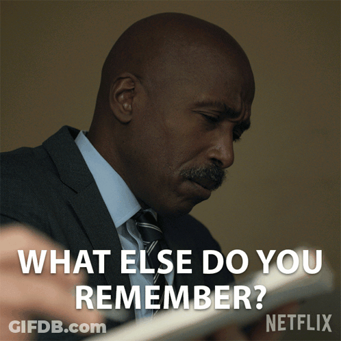 Man In Suit Asking What Else Do You Remember From Netflix GIF
