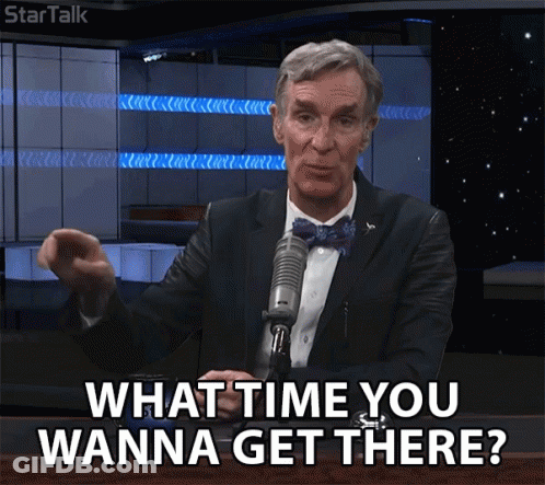 Man In Suit Asking What Time You Wanna Get There GIF