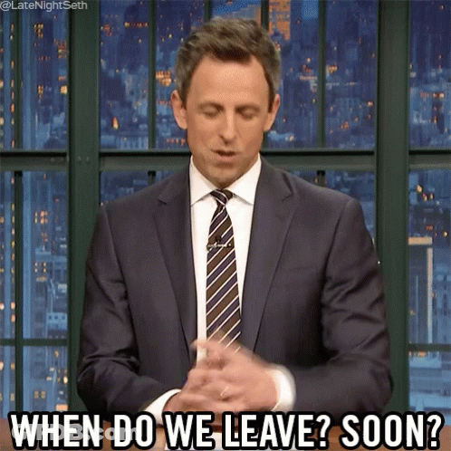 Man In Suit Asking When We Leave GIF