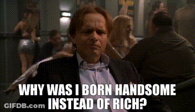 Man In Suit Asking Why I Was Born Handsome GIF