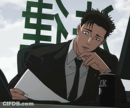 Man In Suit At Desk With Cup Saying CK GIF