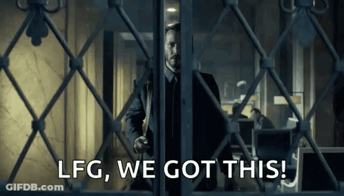 Man In Suit At Doorway Saying LFG We Got This GIF