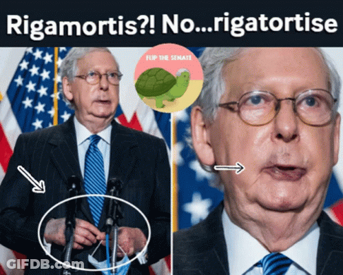 Man In Suit At Microphone With Flip The Senate Sticker GIF