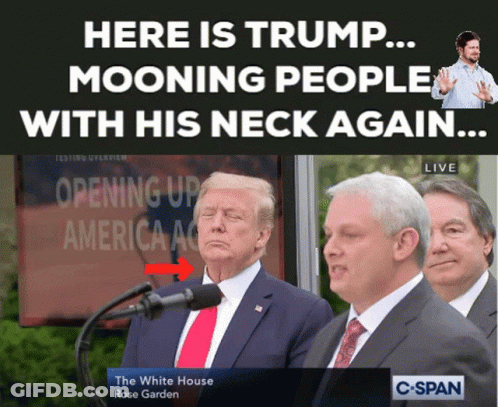Man In Suit At Microphone With Opening Up America Sign GIF