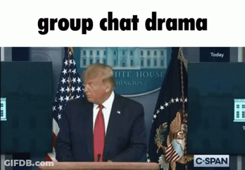 Man In Suit At Podium Saying Group Chat Drama GIF