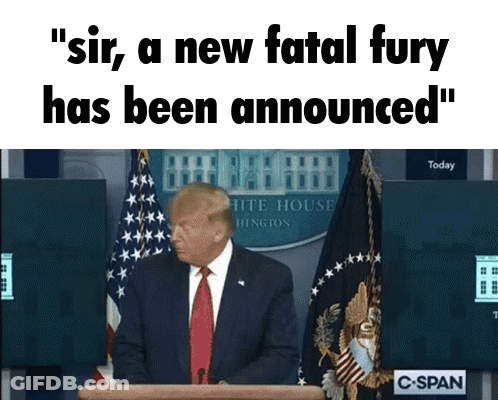 Man In Suit At Podium Says Sir A New Fatal Fury Has Been Announced GIF