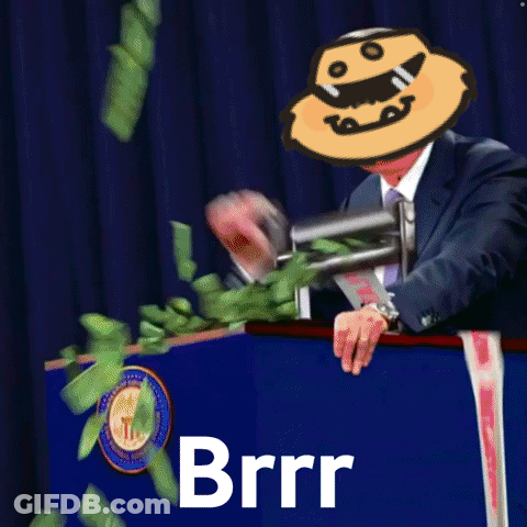 Man In Suit At Podium With Money Falling Brrr GIF