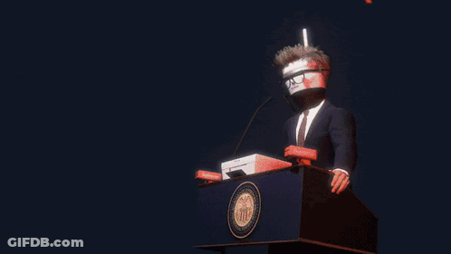 Man In Suit At Podium With Money Stack Saying Supreme GIF