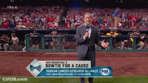 Man In Suit Bow Tie Baseball Field Fox News Banner GIF