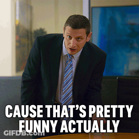 Man In Suit: Cause That's Pretty Funny Actually GIF