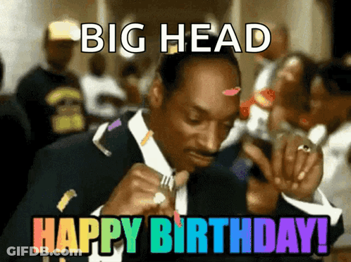 Man In Suit Celebrating Birthday With Big Head GIF