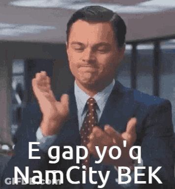Man In Suit Clapping With Text E Gap Yo Q Namcity Bek GIF