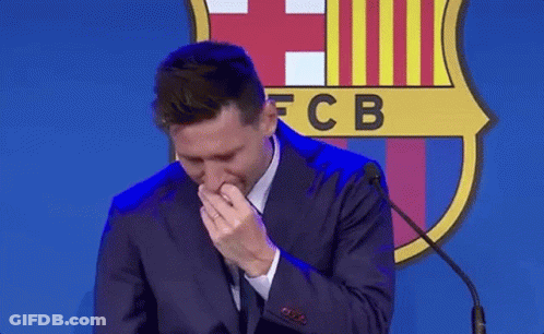 Man In Suit Crying At Microphone FCB Logo GIF