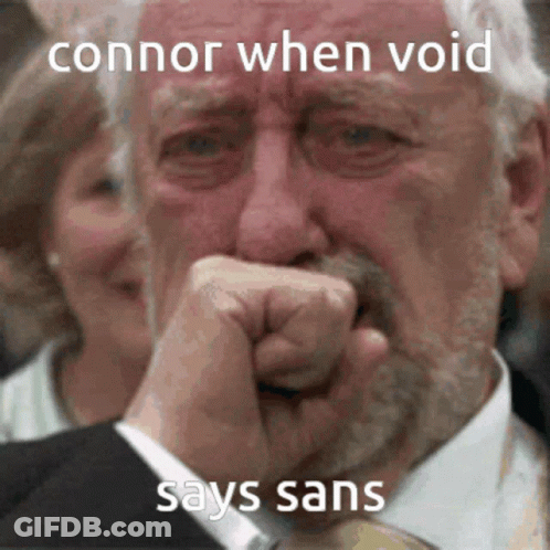 Man In Suit Crying When Void Says Sans GIF