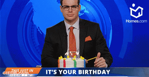 Man In Suit Cutting Birthday Cake Saying It's Your Birthday GIF
