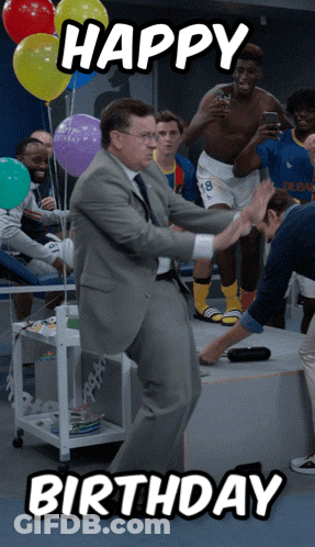 Man In Suit Dancing Happy Birthday GIF