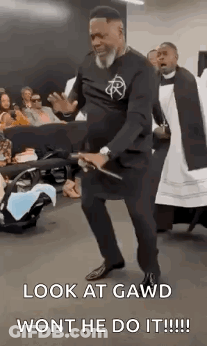 Man In Suit Dancing In Church GIF