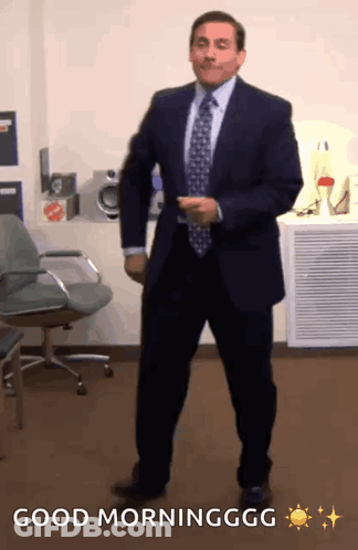 Man In Suit Dancing In Office GIF