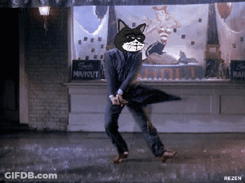 Man In Suit Dancing In Rain At Mayout Store GIF