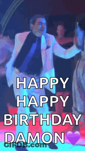 Man In Suit Dancing On Red Carpet Says Happy Birthday Damon GIF