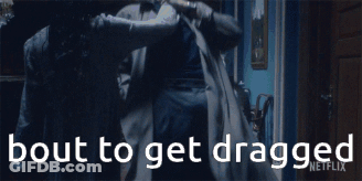 Man In Suit Dragged By Woman In Black Glove GIF