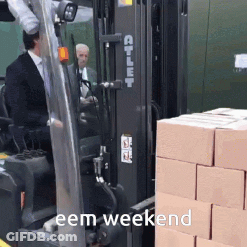 Man In Suit Driving Forklift Eem Weekend GIF