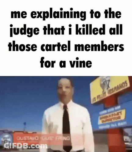 Man In Suit Explaining To Judge I Killed Cartel Members For A Vine GIF