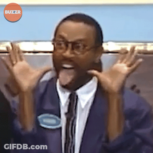 Man In Suit Funny Face Orange Buzzr Logo GIF