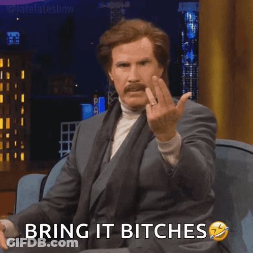 Man In Suit Giving Middle Finger Saying Bring It Bitches GIF