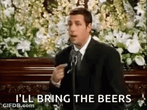 Man In Suit Giving Speech At Funeral Pointing At Camera GIF