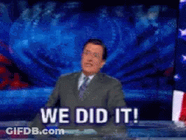 Man In Suit Giving Speech Saying We Did It GIF