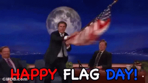 Man In Suit Holding American Flag With Group GIF