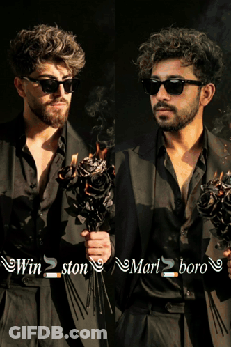 Man In Suit Holding Black Roses GIF