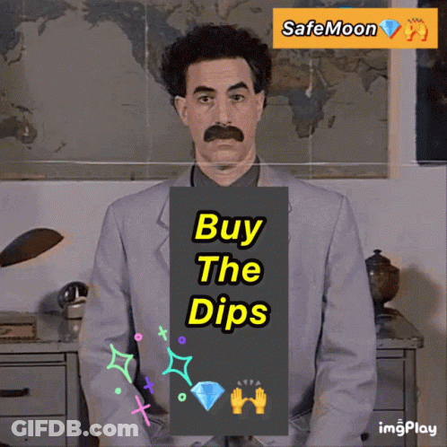 Man In Suit Holding Buy The Dips Sign GIF