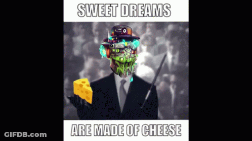 Man In Suit Holding Cheese Sweet Dreams Are Made Of Cheese GIF