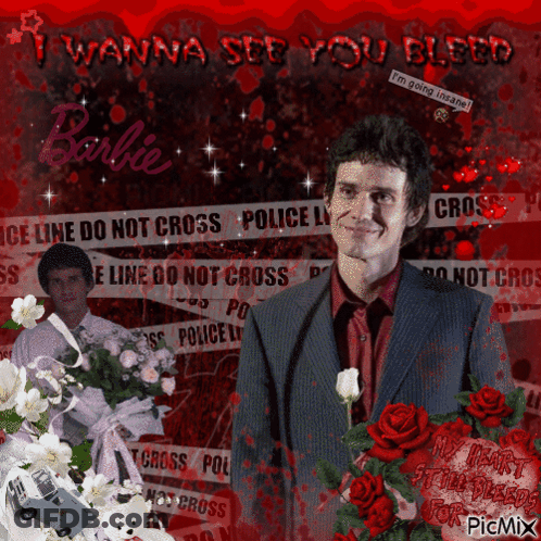 Man In Suit Holding Flowers In Front Of Barbie Ad GIF