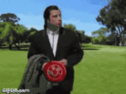 Man In Suit Holding Frisbee Imgflip.com GIF
