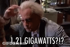 Man In Suit Holding Glass Saying Gigawatts GIF