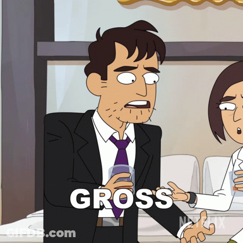 Man In Suit Holding Glass Saying Gross GIF