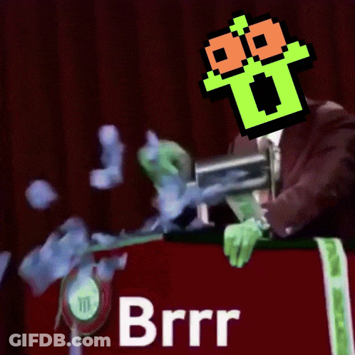 Man In Suit Holding Gun In Front Of Brrr Can GIF