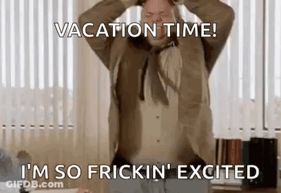 Man In Suit Holding Head Saying Vacation Time GIF