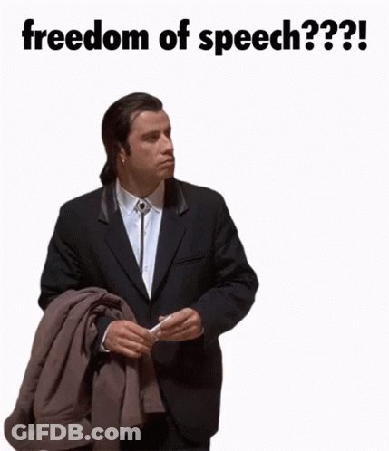 Man In Suit Holding Jacket Saying Freedom Of Speech GIF
