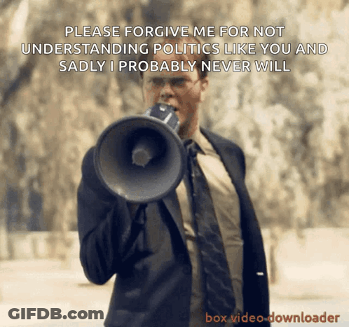 Man In Suit Holding Megaphone Please Forgive Me GIF