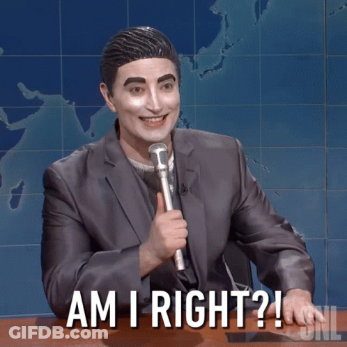 Man In Suit Holding Microphone Saying Ami Right GIF