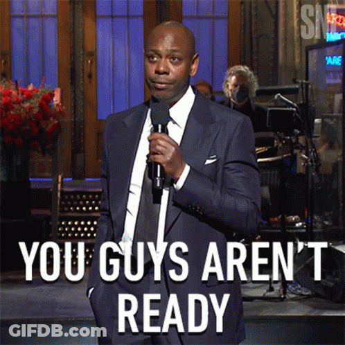 Man In Suit Holding Microphone Says You Guys Arent Ready GIF