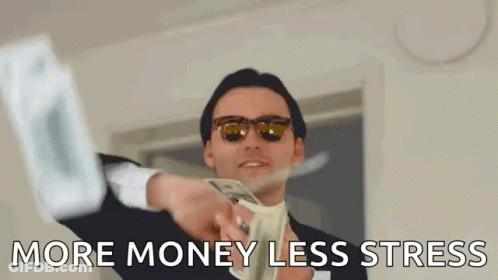 Man In Suit Holding Money More Money Less Stress GIF