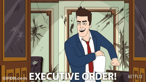 Man In Suit Holding Paper Saying Executive Order GIF