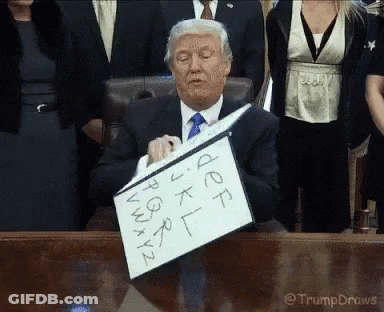 Man In Suit Holding Paper With JKL GIF